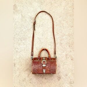 American West brown leather, silver hardware cross body satchel/purse.